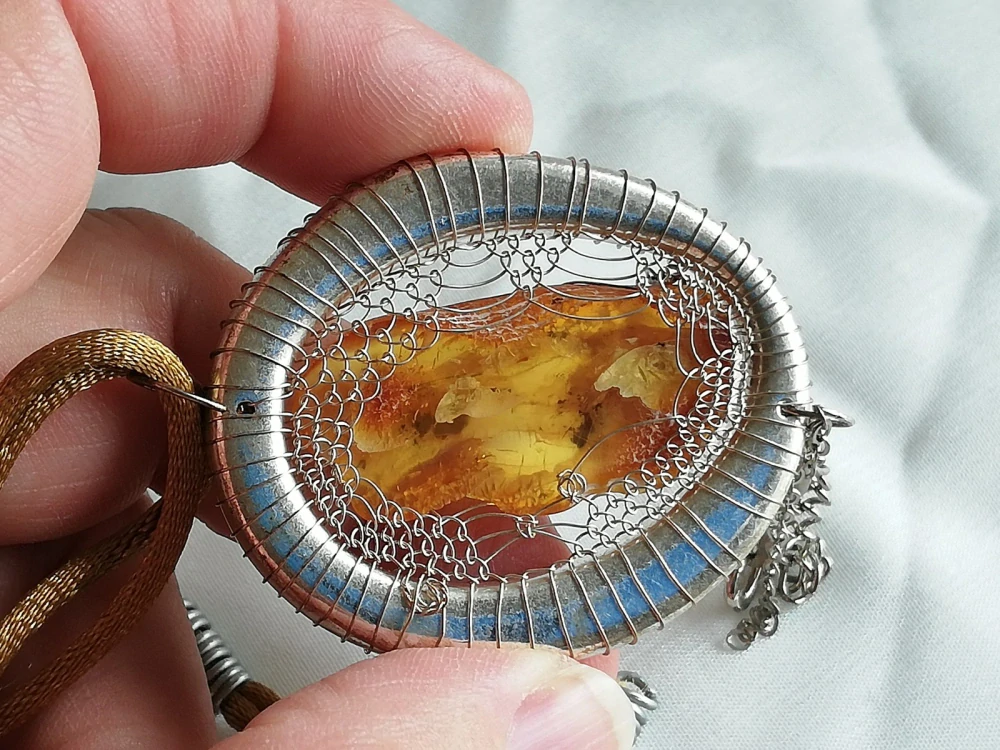 Náušnice z polského jantaru+náhrdelník z polského jantaru SP-4